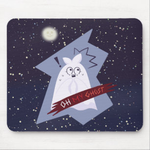 Tapis de souris fantôme de dessin animé drôle choq