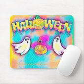 Tapis De Souris Fantôme d'Halloween et Citrouilles (Avec souris)