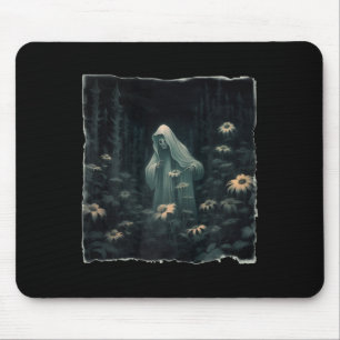 Tapis De Souris Fantôme Gothique Dans La Forêt Fantôme Floral Vint