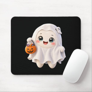 Tapis de souris fantôme mignon Halloween noir