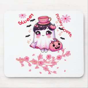 Tapis De Souris Fantôme mignon transportant du café Café Éffraya