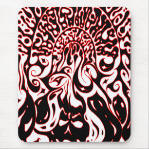 Tapis De Souris Fantôme psychédélique - noir blanc et rouge