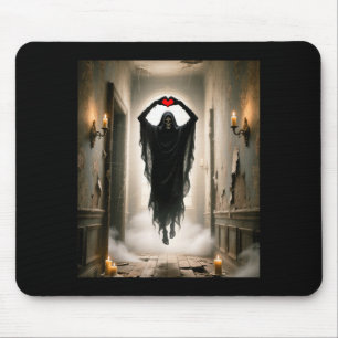 Tapis De Souris Fantôme rouge cœur mains visage effrayant hallowee
