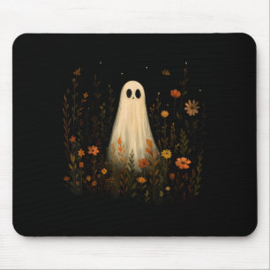 Tapis De Souris Fantôme sur un pré fleuri Halloween automne design