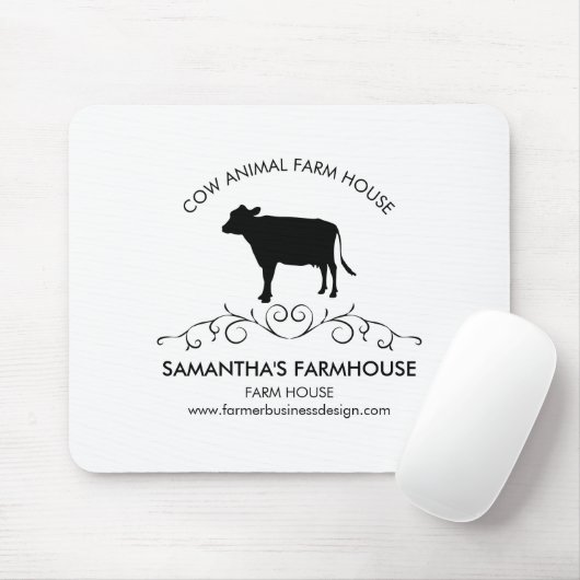 Tapis De Souris farmhouse Farm Cow Silhouette (Avec souris)