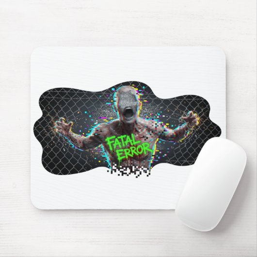Tapis De Souris Fatal Error – Glitch Zombie Cyber Horror (Avec souris)