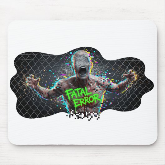 Tapis De Souris Fatal Error – Glitch Zombie Cyber Horror (Devant)