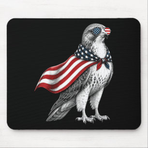 Tapis De Souris Faucon 4 juillet Drapeau américain Oiseau patrioti