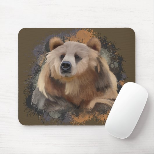 Tapis De Souris Faune Grizzly Ours Earth Tones Splatz (Avec souris)