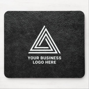 Tapis De Souris Faux cuir noir moderne logo d'entreprise