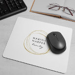 Tapis De Souris Faux Gold Abstract Logo<br><div class="desc">Chic personalized mousepad displays your business name or choice of custom text in black,  inside a faux gold foil abstract circle element on a white background.</div>