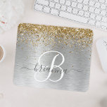 Tapis De Souris Faux Gold Argent brossé Parties scintillant métall<br><div class="desc">Personnalisez facilement ce design chic et branché de tapis de souris avec une jolie parties scintillant dorée brillante sur un arrière - plan métallique brossé en argent.</div>