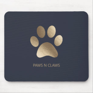 Tapis De Souris Faux Gold Empreinte de patte Sur Rich Navy