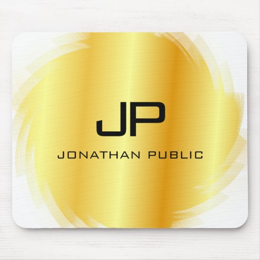 Tapis De Souris Faux Gold Moderne Monogrammé Élégant Modèle (Devant)