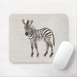 Tapis De Souris Faux lin crème animal safari zèbre