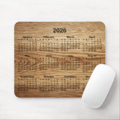 Tapis De Souris Faux Oak Wood 2026 Calendar (Avec souris)