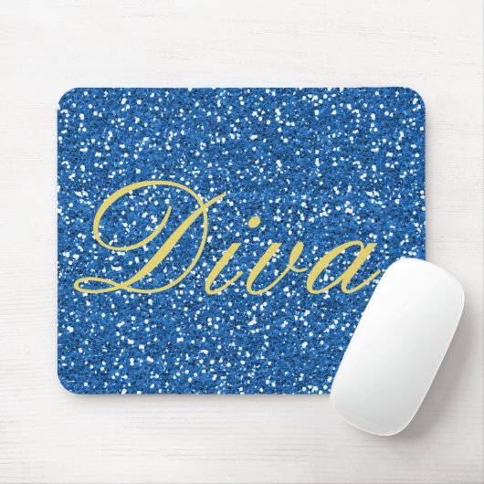 Tapis De Souris Faux Parties scintillant Diva Design en bleu (Avec souris)