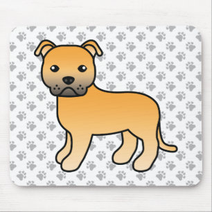 Tapis De Souris Fawn Français Staffie Cute Cartoon Chien & Pâtes