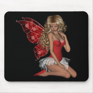 Tapis De Souris Fée 3D blonde bouclée dans le rose