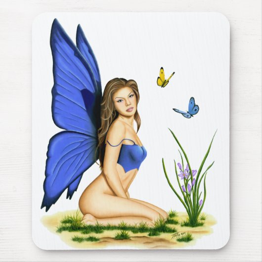 Tapis De Souris "Fée bleue" Mousepad de papillon (Devant)