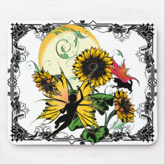 Tapis De Souris Fée de tournesol et chat cosmique