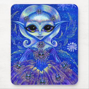 Tapis De Souris Fée d'hiver magique Filles Chats Flammes de neige 