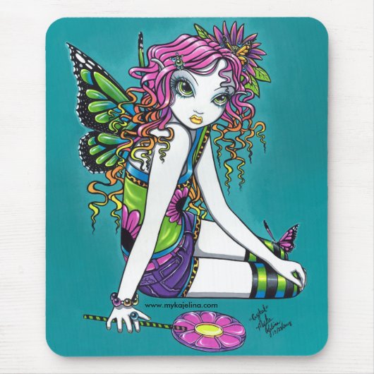 Tapis De Souris Fée en cristal Mousepad de papillon d'arc-en-ciel (Devant)