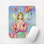 Tapis De Souris Fée en Pink Flower Mousepad par Molly Harrison (Avec souris)