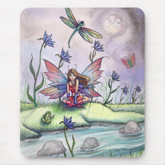 Tapis de souris fée libellule Magie au crépuscule (Devant)