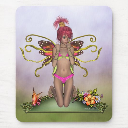 Tapis De Souris Fée Mousepad de papillon de fraise (Devant)