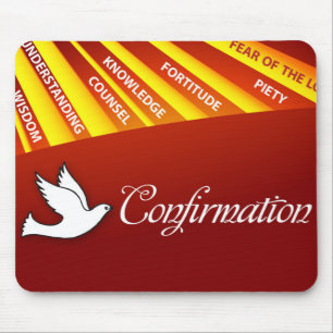 Tapis De Souris Félicitations Confirmation Colombe avec Or et R