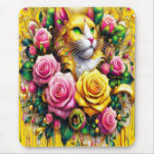 Tapis De Souris Feline au milieu d'une floraison vibrante (Devant)