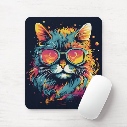 Tapis De Souris Feline Geek rétro chic (Avec souris)