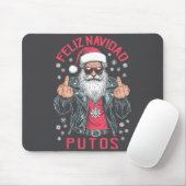 Tapis De Souris Feliz Navidad Putos Funny Rude Spanish Santa Middl (Avec souris)