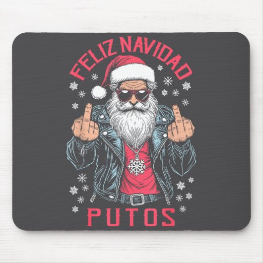 Tapis De Souris Feliz Navidad Putos Funny Rude Spanish Santa Middl (Devant)
