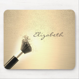 Tapis De Souris Féminin, Confettis dorés ,Pinceau de maquillage ,P