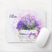 Tapis De Souris Féminin, lavande et bouquet de fleurs de pourpre (Avec souris)