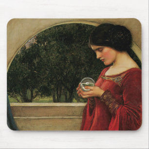 Tapis De Souris Femme à la boule de cristal, peinture de Waterhous