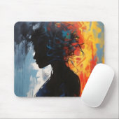 Tapis De Souris Femme Abstrait Orange (Avec souris)