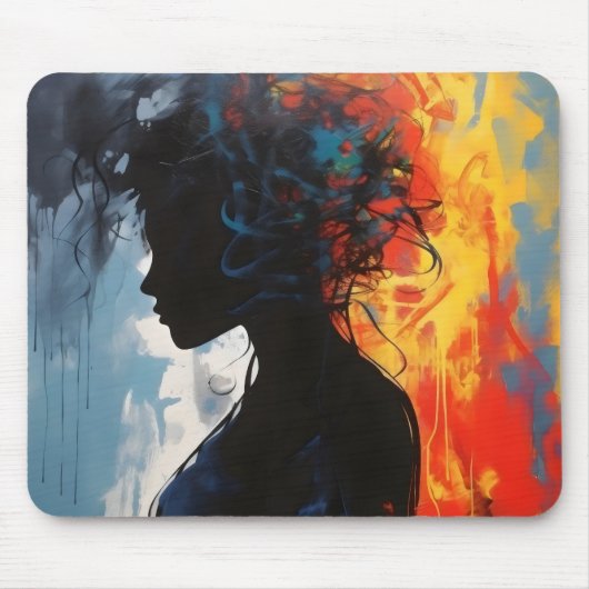 Tapis De Souris Femme Abstrait Orange (Devant)