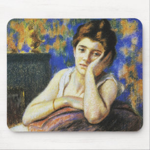 Tapis De Souris Femme appuyée sur une chaise