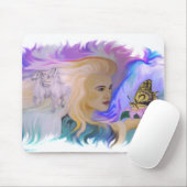 Tapis De Souris Femme avec cheval (Avec souris)
