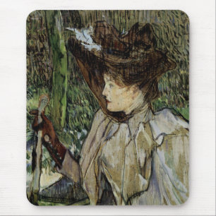 Tapis De Souris Femme avec gants par Toulouse-Lautrec