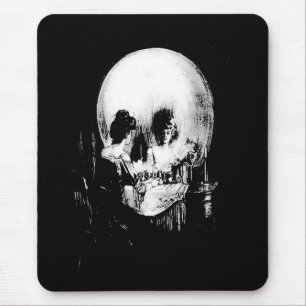 Tapis De Souris Femme avec Halloween Réflexion crâne en miroir
