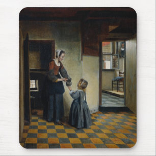 Tapis De Souris Femme avec un enfant dans un office