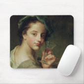 Tapis De Souris Femme avec un verre de vin (Avec souris)