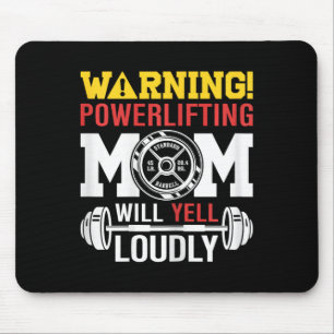 Tapis De Souris Femme Avertissement Powerlifting Maman hurlera for