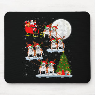 Tapis De Souris Femme Bulldog Anglais Santa Traîneau Volant Drôle