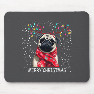 Tapis De Souris Femme Chien Carlin Noël Chapeau Santa F Christma M