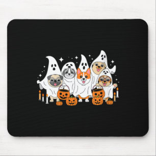 Tapis De Souris Femme chien fantôme Halloween col en V